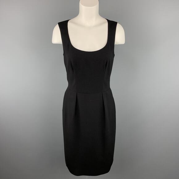 YVES SAINT LAURENT Size 6 Black Wool / Elastane Shift Dress - Picture 1 of 6